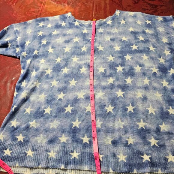 Rock & Republic Tie-Dye Star Print Long Sleeve Summer Weight Sweater Sz L - Picture 5 of 9